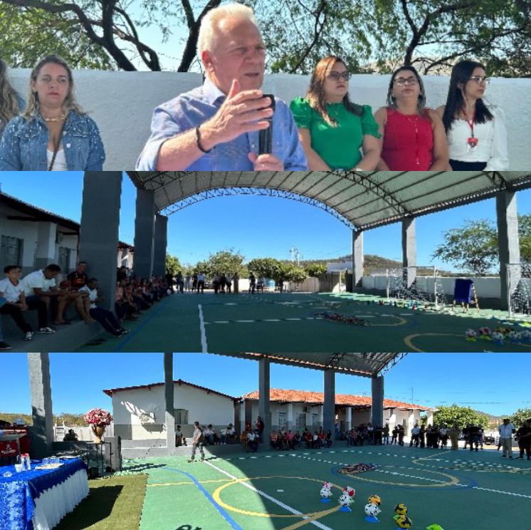 Escola da Serra da Arara recebe moderno ginásio poliesportivo; espaço foi inaugurado pelo prefeito Zé Aldemir
